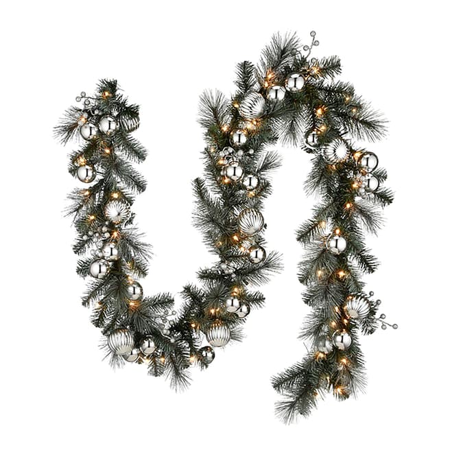 The National Tree Company Frosted Pine Pre-Lit Garland with Berries