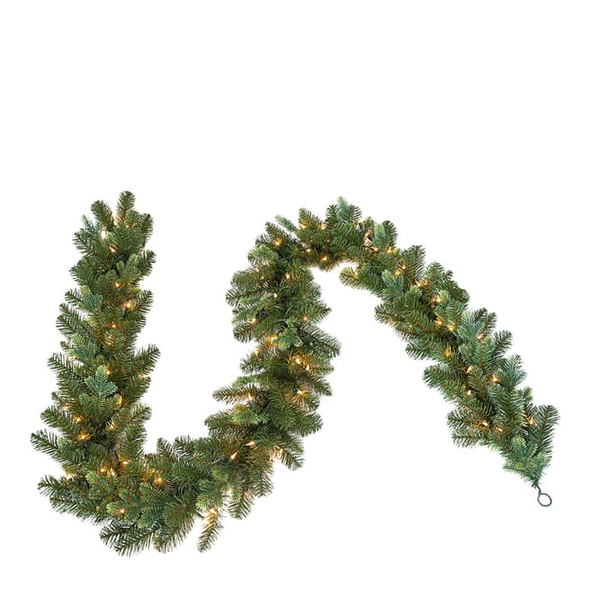 The National Tree Company Riverdale Spruce Garland 9ft x 12 inches with 50 W/W LED Battery Lights 