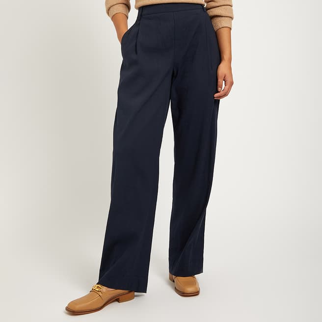 Vince Dark Navy Wide Leg Tailored Trousers