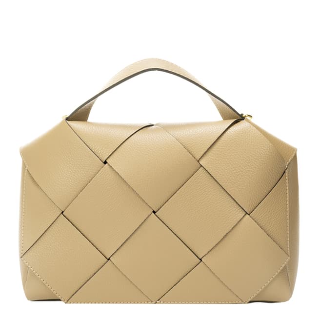 Massimo Castelli Taupe Leather Top Handle Bag