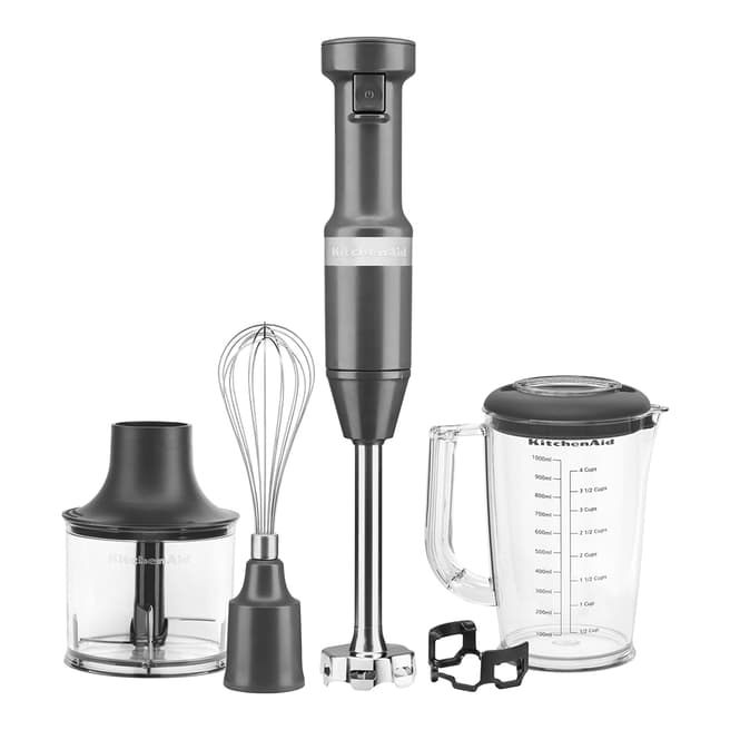 KitchenAid Charcoal Grey Corded Hand Blender with Accessories
