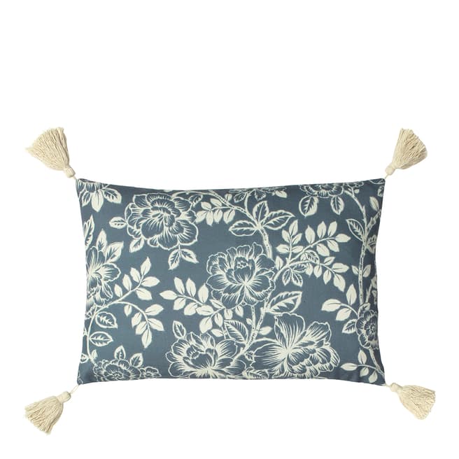 RIVA home Somerton Floral Cushion in Slate Blue, 35x50cm