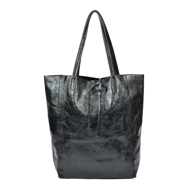 Carla Ferreri Black Leather Shopper Bag