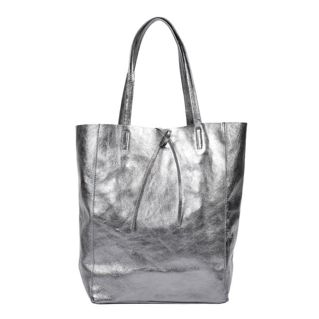 Carla Ferreri Grey Leather Shopper Bag