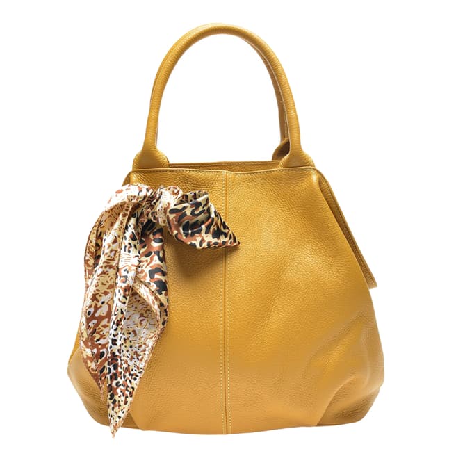 Carla Ferreri Yellow Leather Top Handle Bag