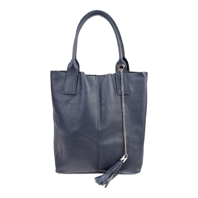 Carla Ferreri Blue Leather Tote Bag