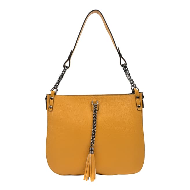 Carla Ferreri Yellow Leather Shoulder Bag