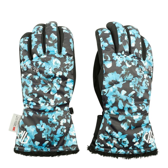 Dare2B Blue Floral Waterproof Ski Gloves