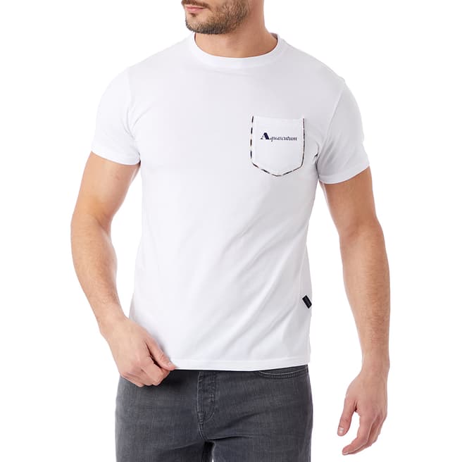 Aquascutum White Pocket Logo Cotton T-Shirt