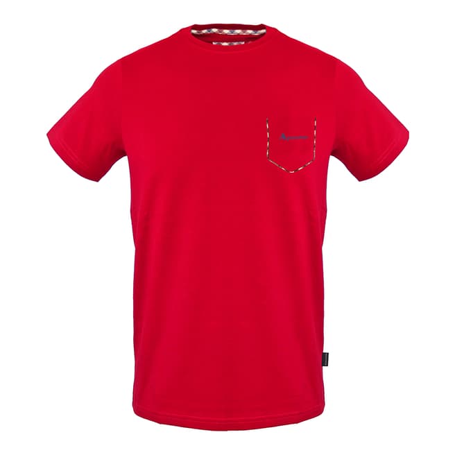 Aquascutum Red Pocket Logo Cotton T-Shirt