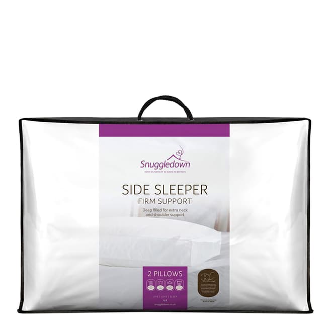 Snuggledown Side Sleeper Pillow, Firm Support, 2 Pack