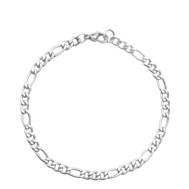 Clio Blue Men's Silver Steel Figaro Link Bracelet 