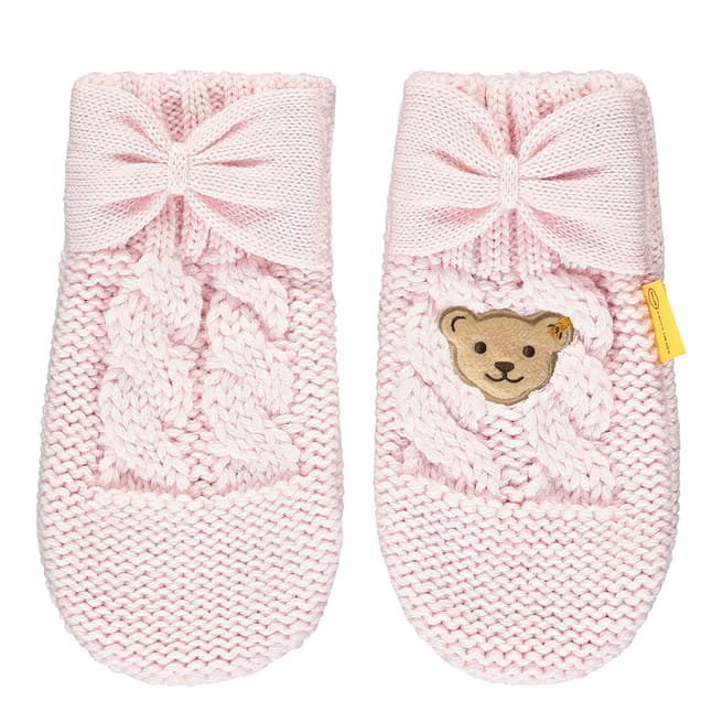 Steiff Pink Cable Knit Mittens