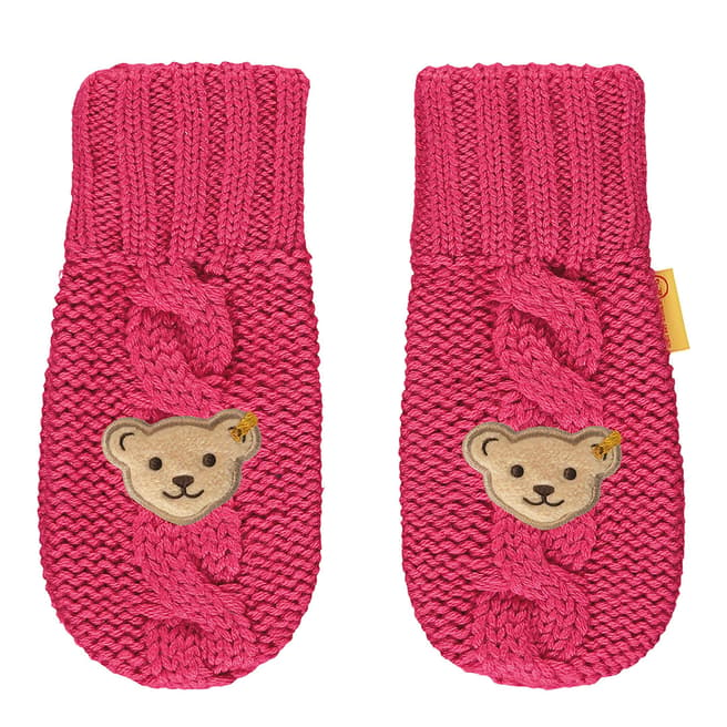 Steiff Pink Fluffy Knitted Mittens
