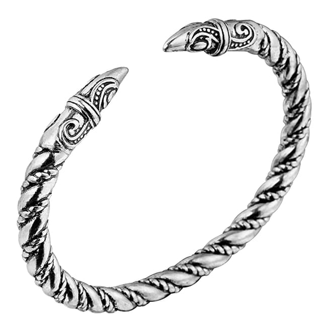 Stephen Oliver Silver Textured Motif Cuff Bangle