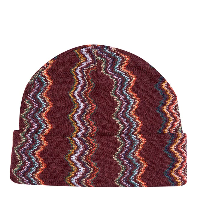 Missoni Bordeaux Zig Zag Wool Hat
