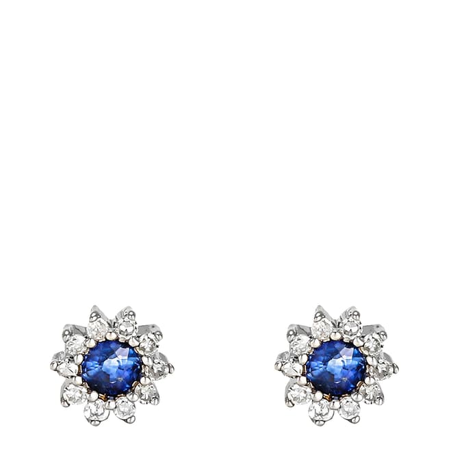 Paris Vendôme Silver Diamond Floral Stud Earrings