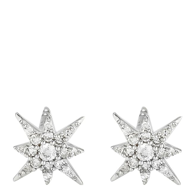Le Diamantaire Silver Diamond Star Stud Earrings