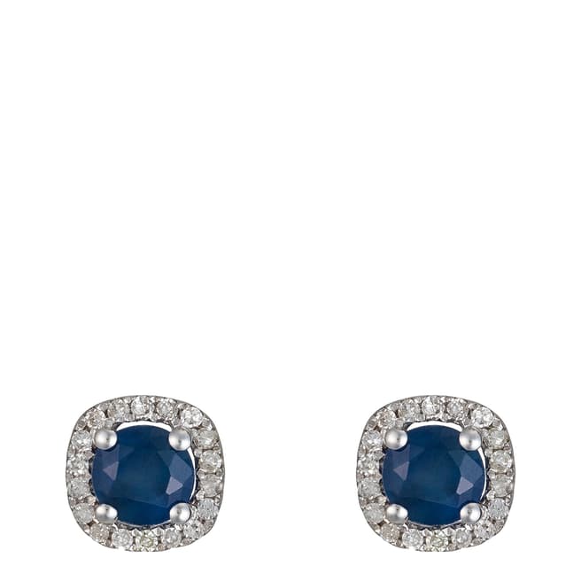 Le Diamantaire Blue/Silver Diamond Push Back Earrings