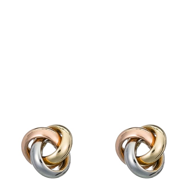 Or Eclat Tricolores Gold Intertwined Circle Earrings