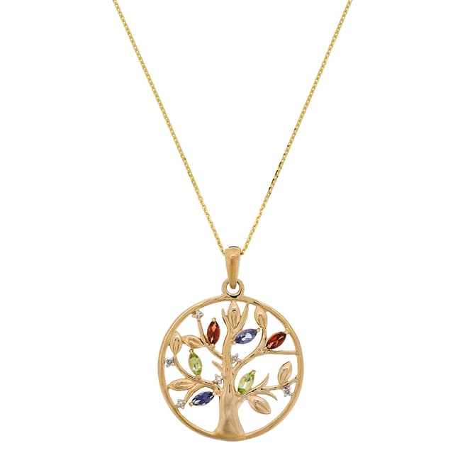Paris Vendôme Gold Diamond Embellished Tree Pendant Necklace