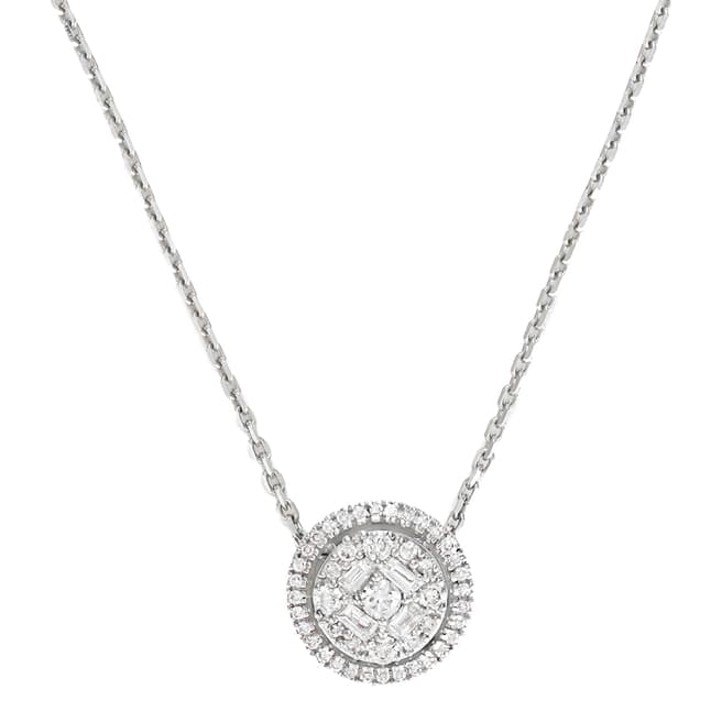 Le Diamantaire Silver Diamond Embellished Circle Pendant Necklace