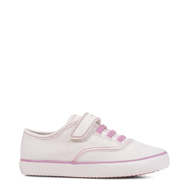 Geox Girl's Junior White and Pink Sneakers