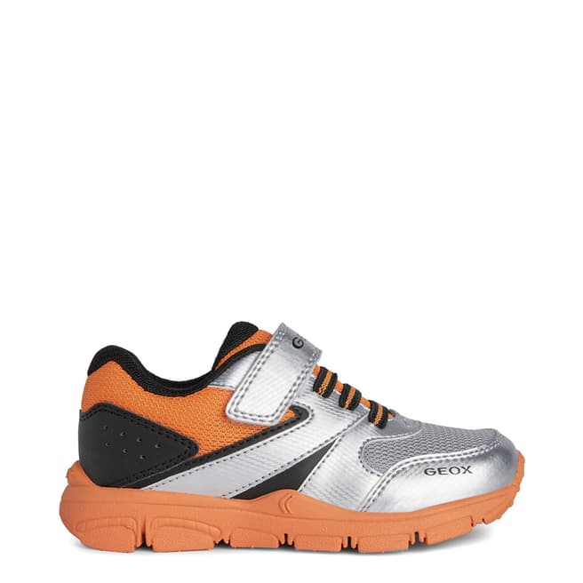 Geox Boy's Silver and Orange Sneakers