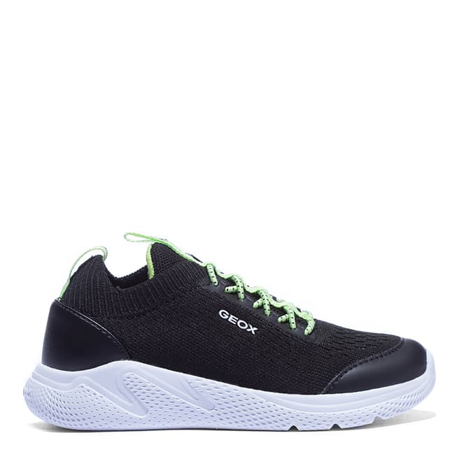 Geox Boy's Black and Green Sneakers