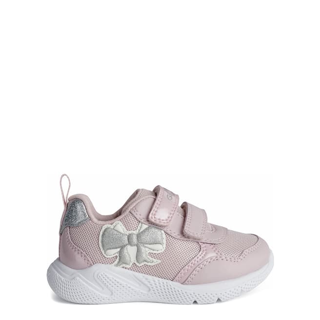 Geox Baby Girl's Pink and Silver Bow Sprintye Sneakers