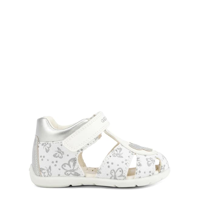 Geox Baby White and Silver Primi Passi Sandal