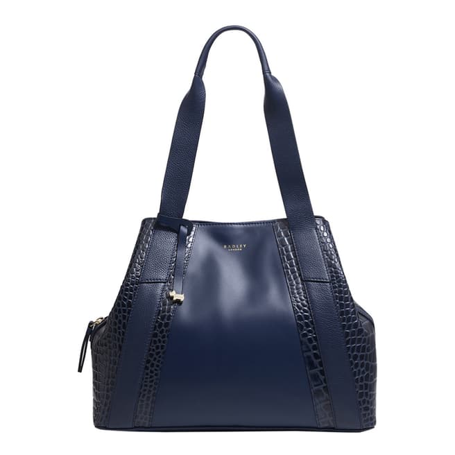 Radley Dark Blue Baylis Road Faux C Medium Ziptop Shoulder Bag