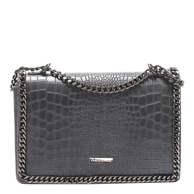Carla Ferreri Grey Leather Shoulder Bag