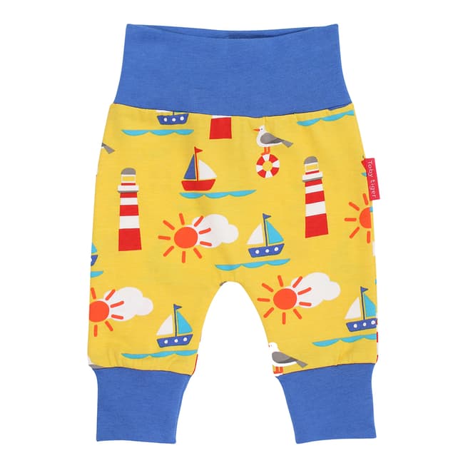 Toby Tiger Yellow Organic Seaside Print Yoga Pants