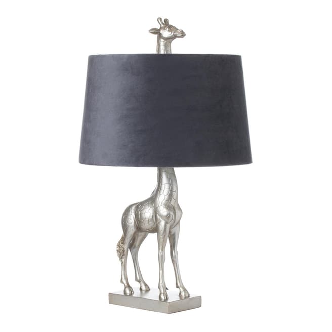 Hill Interiors Silver Giraffe Table Lamp With Grey Velvet Shade