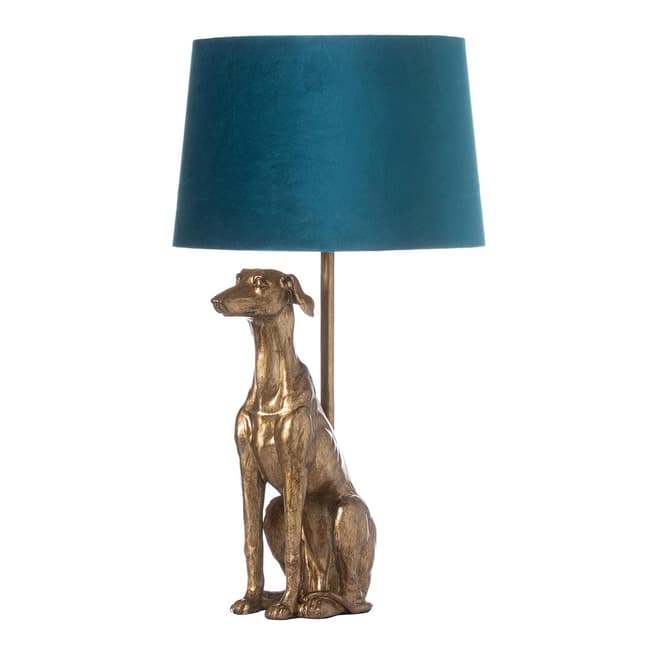 Hill Interiors William The Whippet Table Lamp With Teal Velvet Shade