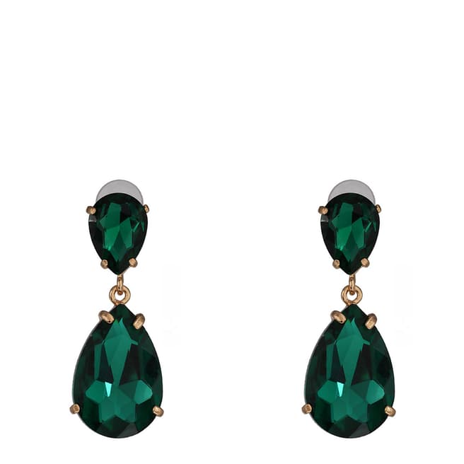 Chloe Collection by Liv Oliver 18k Gold Double Green Drop Earrings