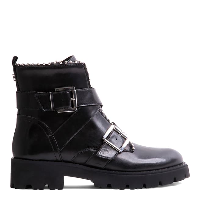 Steve Madden Black Leather Hoofy Ankle Boots