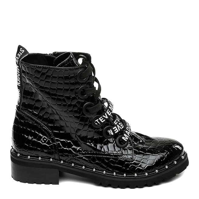 Steve Madden Black Croco Tess Ankle Boots