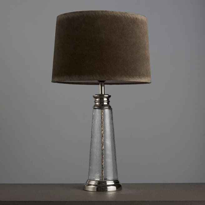 Endon Lighting Ilex Table Light, Hammered Glass & Grey Velvet