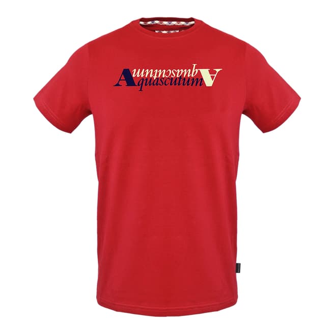 Aquascutum Red Double Logo Cotton T-Shirt