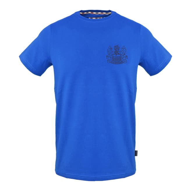 Aquascutum Royal Blue Small Crest Cotton T-Shirt