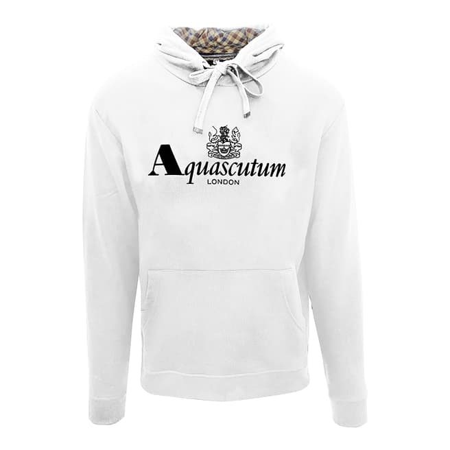 Aquascutum White Classic Logo Cotton Hoodie