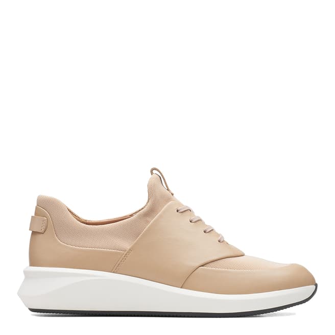 Clarks Taupe Leather Un Rio Lace Sneakers