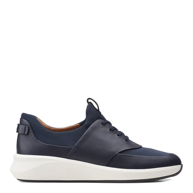 Clarks Navy Leather Un Rio Lace Sneakers