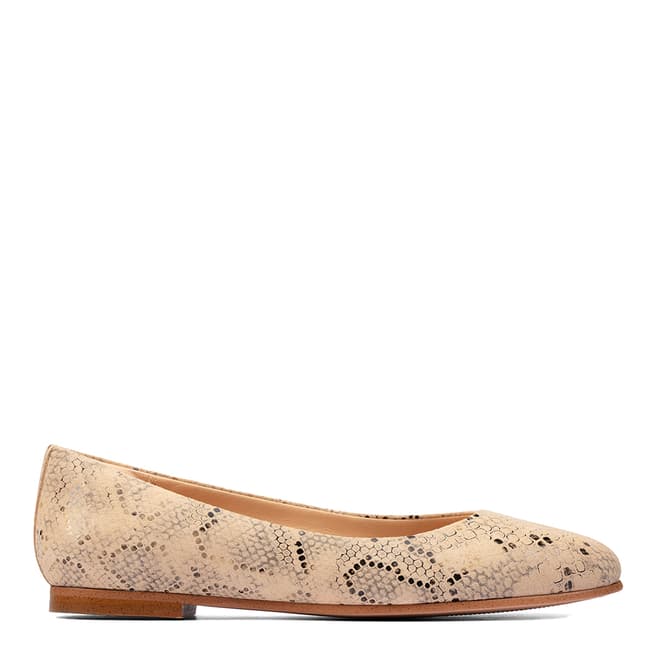 Clarks Taupe Snake Grace Piper Ballet Flats