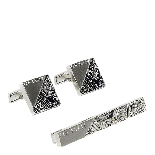 Ted Baker Silver Charmer Cufflink and Tie Bar Gift Set