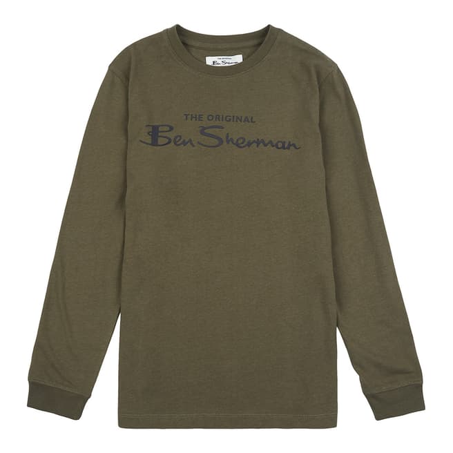 Ben Sherman Green The Original Ben Sherman Long Sleeve Logo Tee
