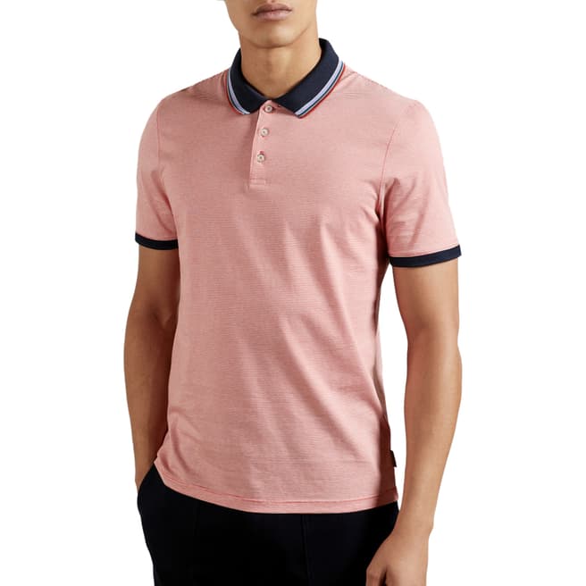 Ted Baker Coral Pool Striped Cotton Polo Shirt