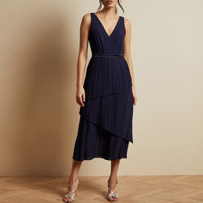 Ted Baker Navy Melodi Tiered Midi Dress